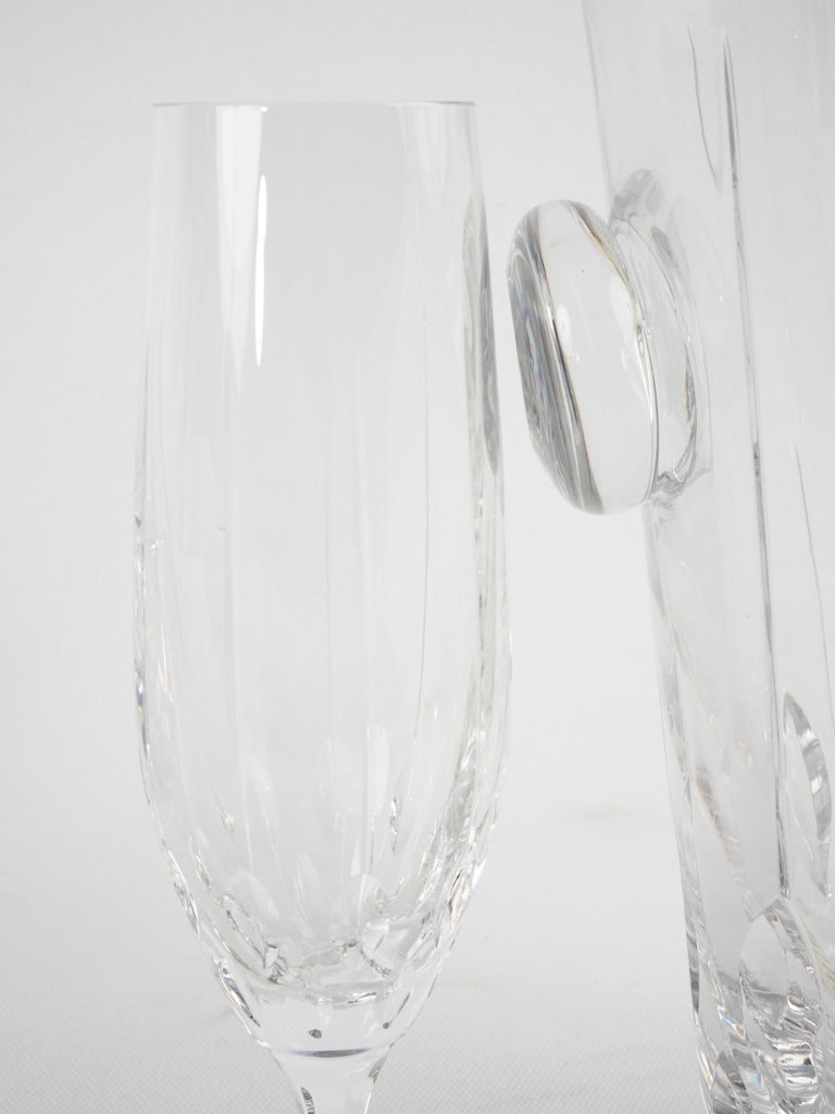 Crystal champagne bucket w/ 6 flutes - 1930s
