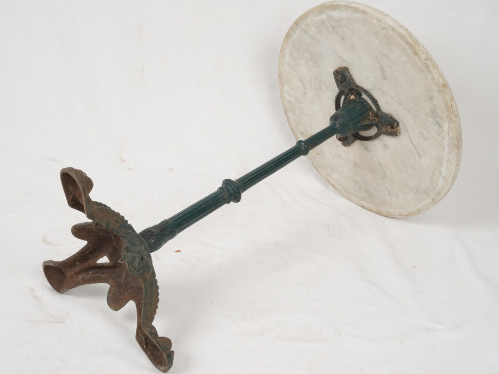 Period-inspired, vintage, cast iron marble guéridon