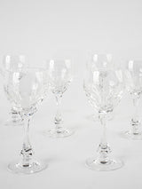6 vintage crystal wine glasses 7"
