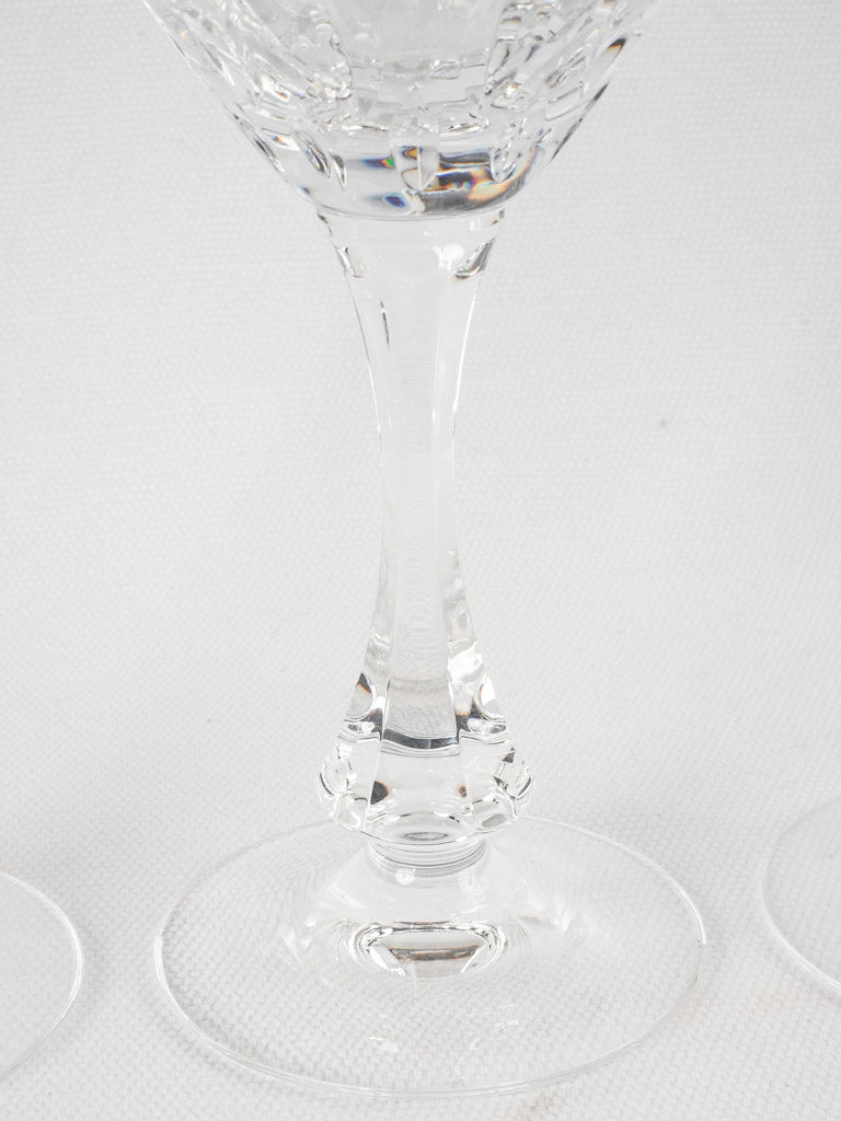 6 vintage crystal wine glasses 7"