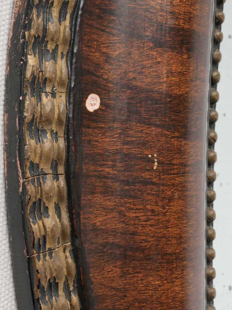 French Napoleon III Oval Wall Mirror w/ Faux Wood Painted Frame -29½"x  23¼"