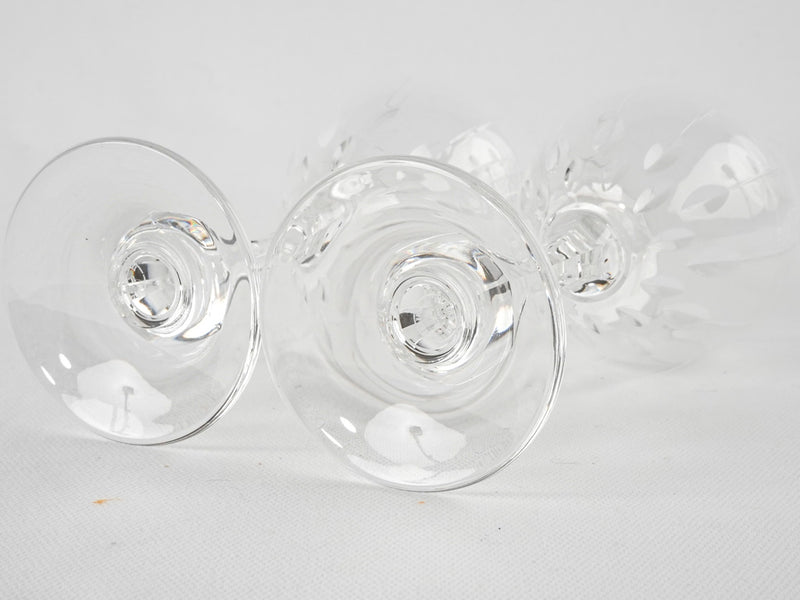 6 vintage crystal wine glasses 7"