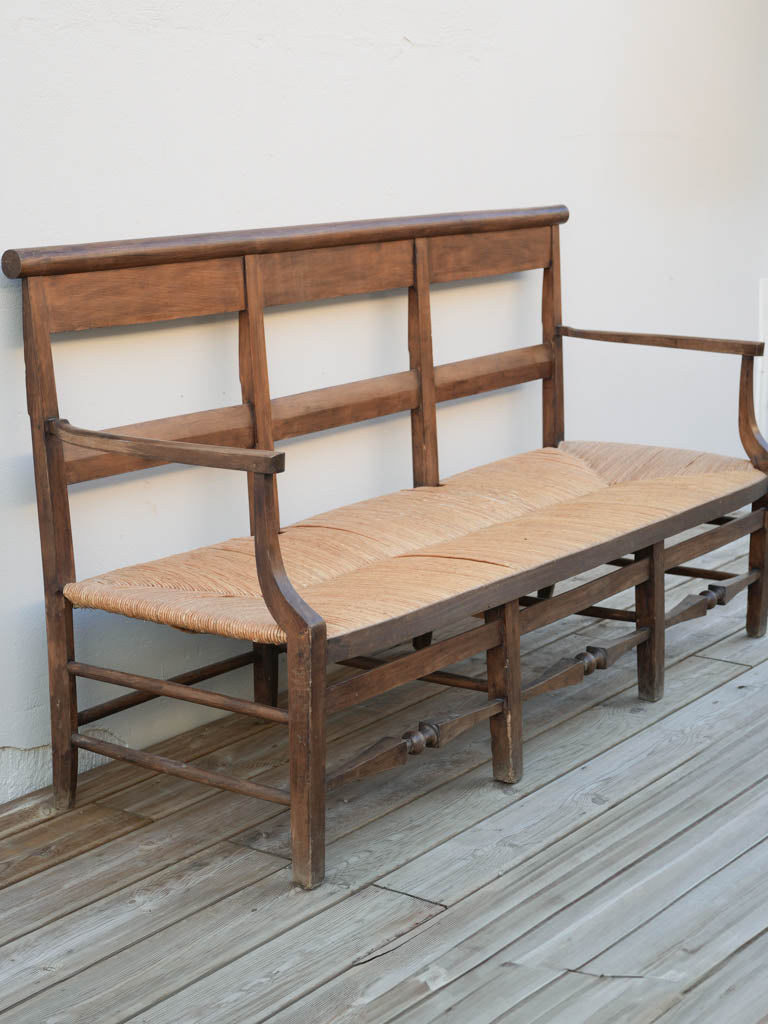 19th-Century French Walnut Radassié W/ Rush Seat - 72"