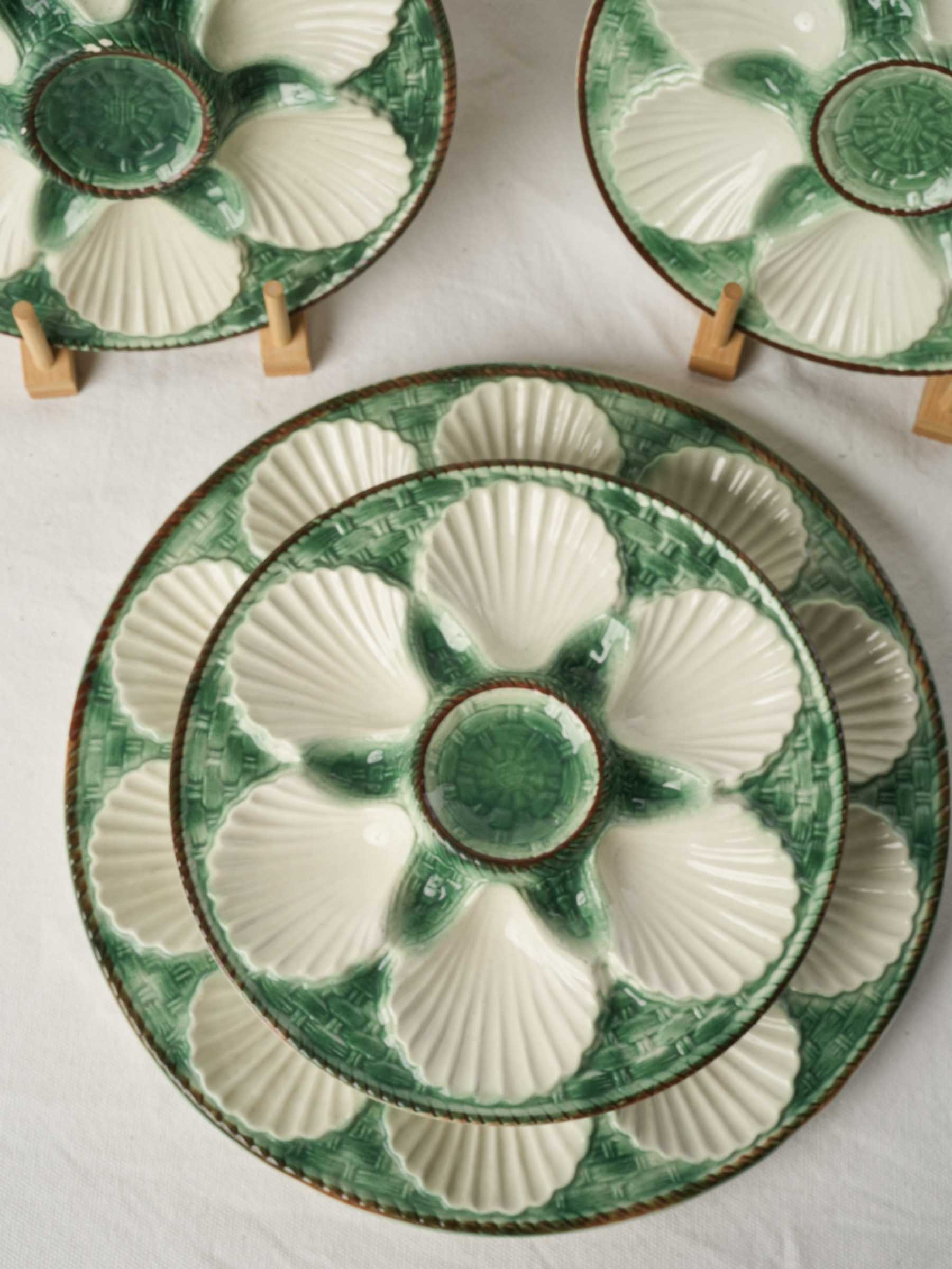 French Majolica Oyster Service for 10 with Matching Platter