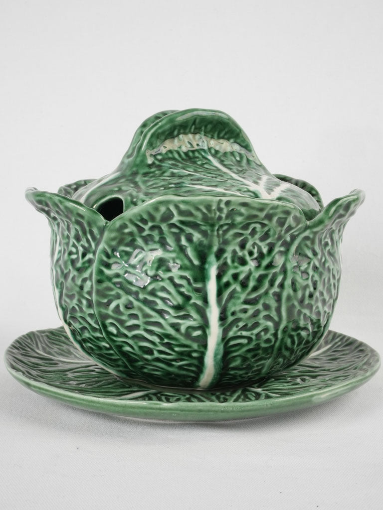 Large cabbage tureen - majolica 11"