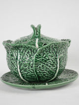 Large cabbage tureen - majolica 11"