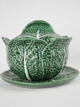 Large cabbage tureen - majolica 11"