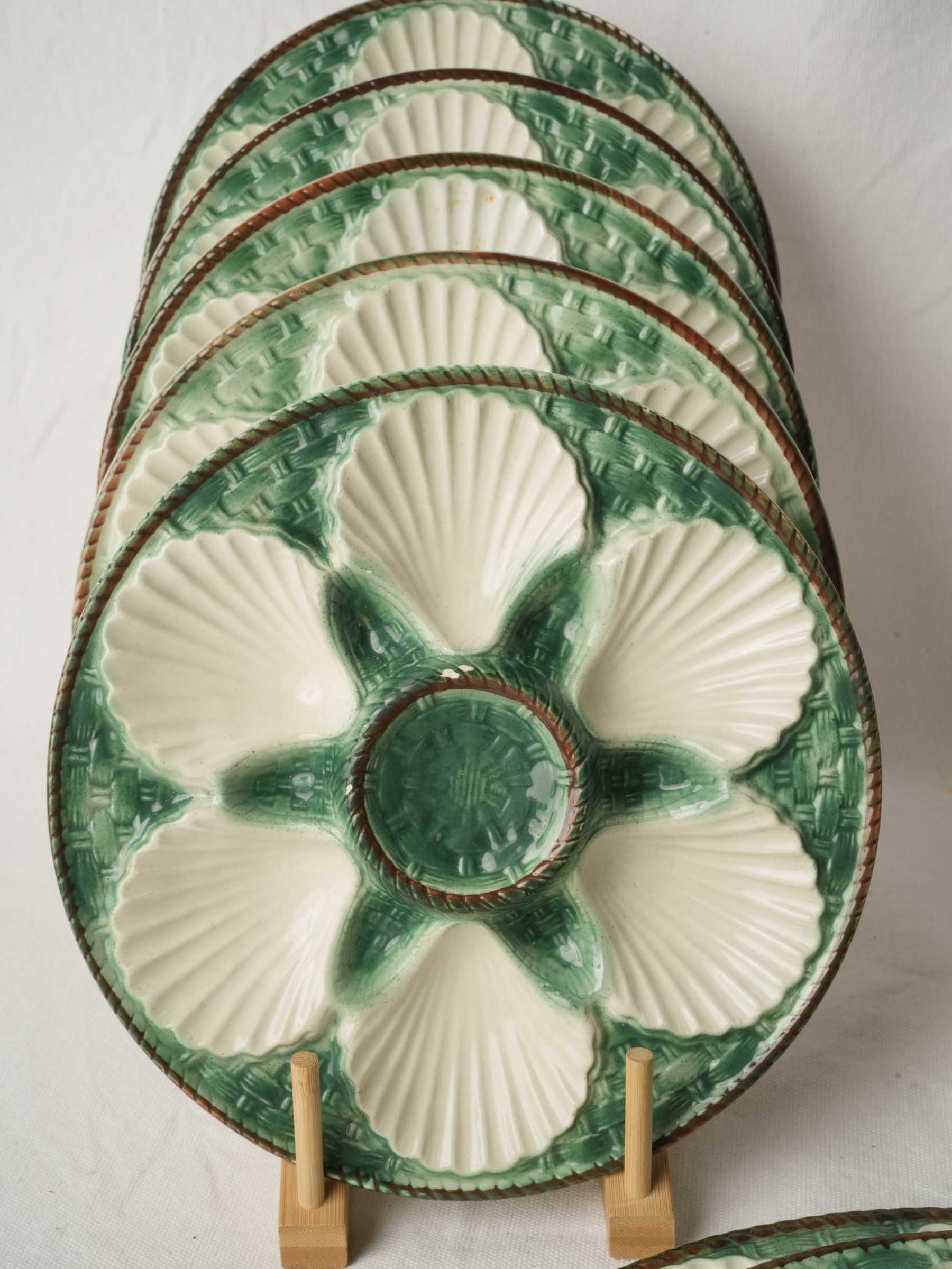 French Majolica Oyster Service for 10 with Matching Platter