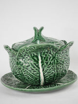 Large cabbage tureen - majolica 11"