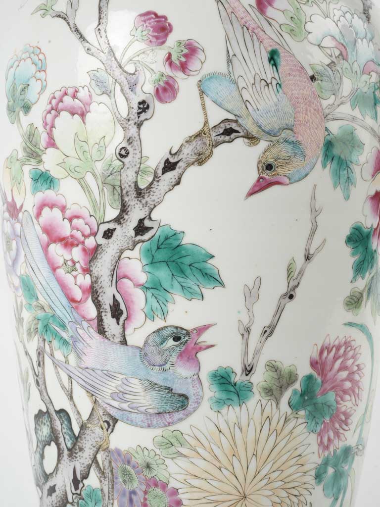 Aged Chinese ceramic flower lamp
