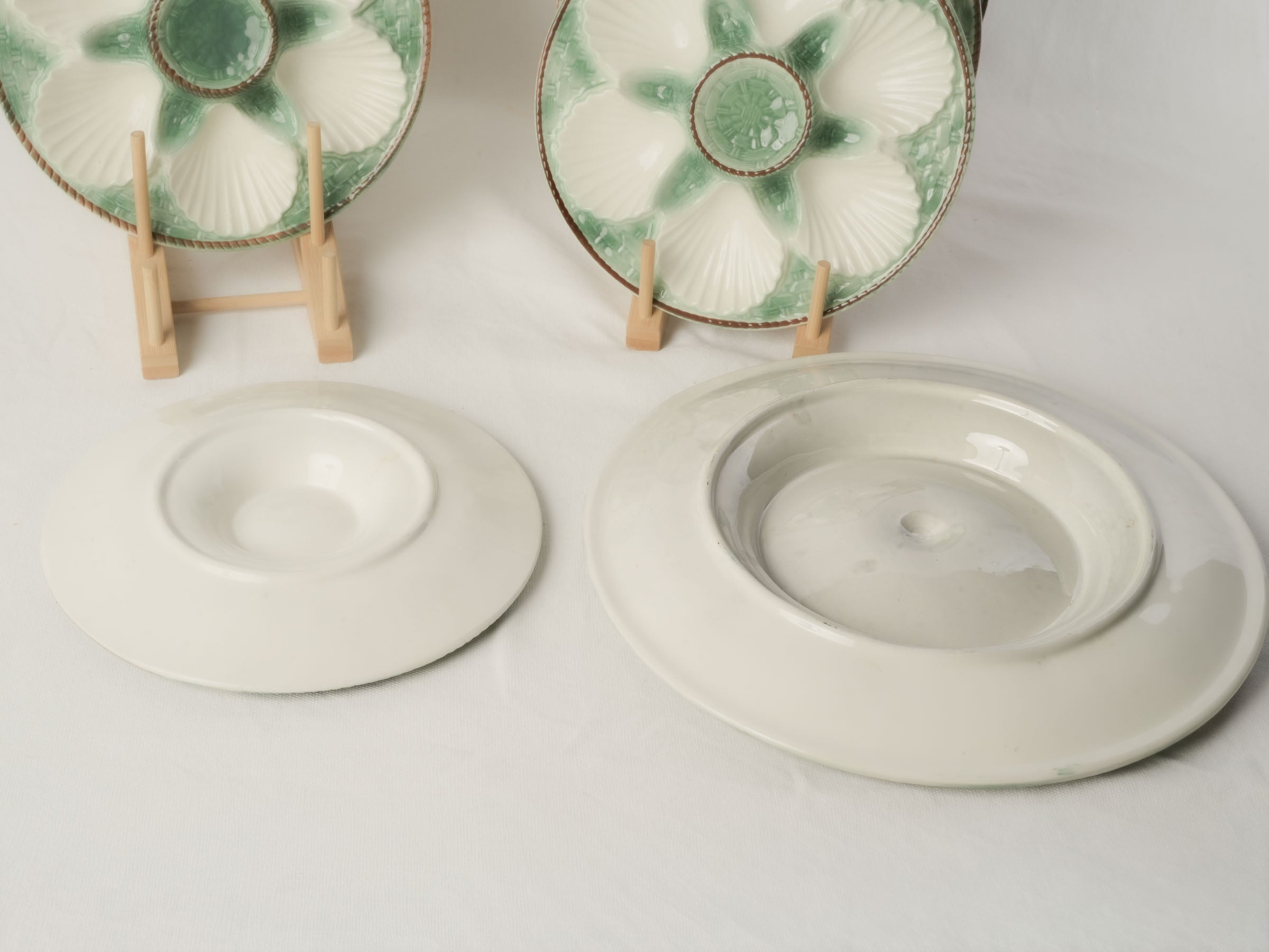 French Majolica Oyster Service for 10 with Matching Platter