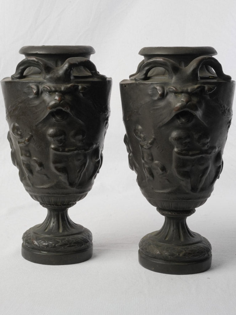 Sculptural ram’s horn-handle vases  