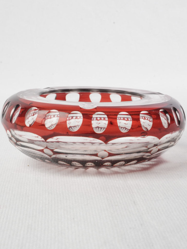 Mid-century cranberry overlay glass