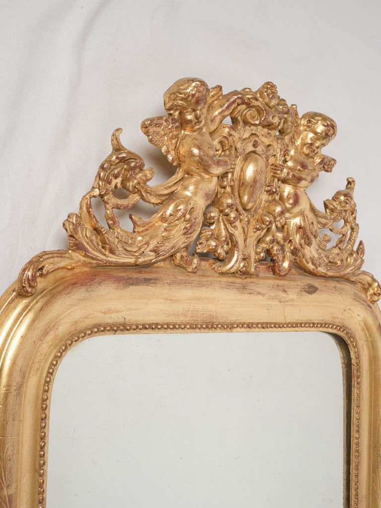 Impressive Late 19th-Century French Giltwood Mirror w/ Ornamental Cresting - 61½"
