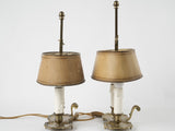 Elegant French brass candlestick lamps
