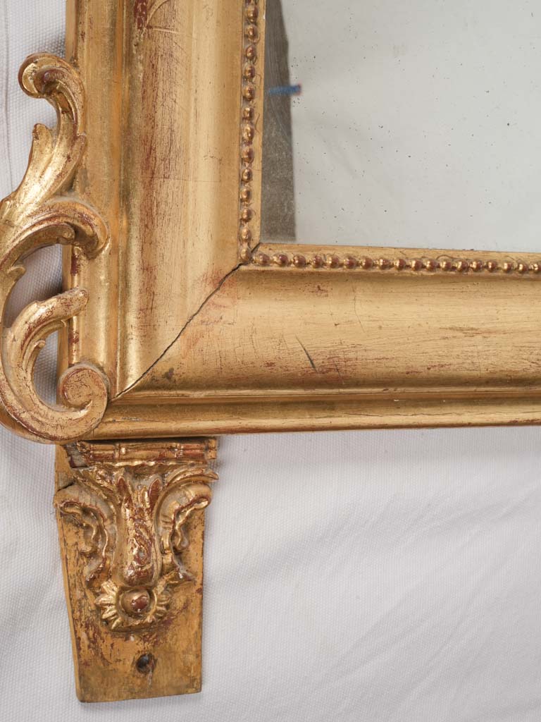 Impressive Late 19th-Century French Giltwood Mirror w/ Ornamental Cresting - 61½"