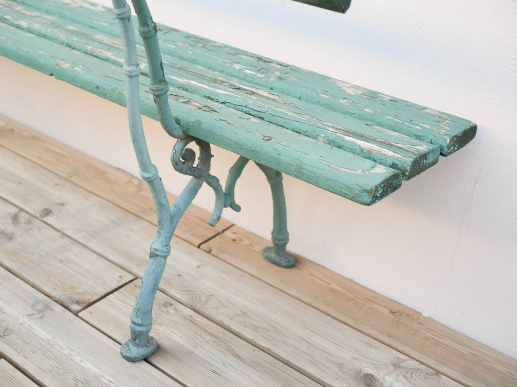 Enchanting aged green bench