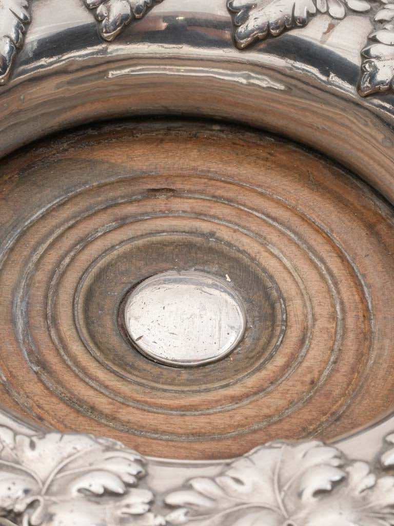 Pair of Silverplate Wine Coasters w/ Grape Leaf Borders - 6¾"