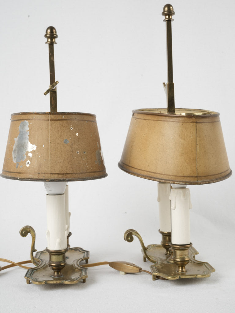 Aged brass two-light bouillotte lamps