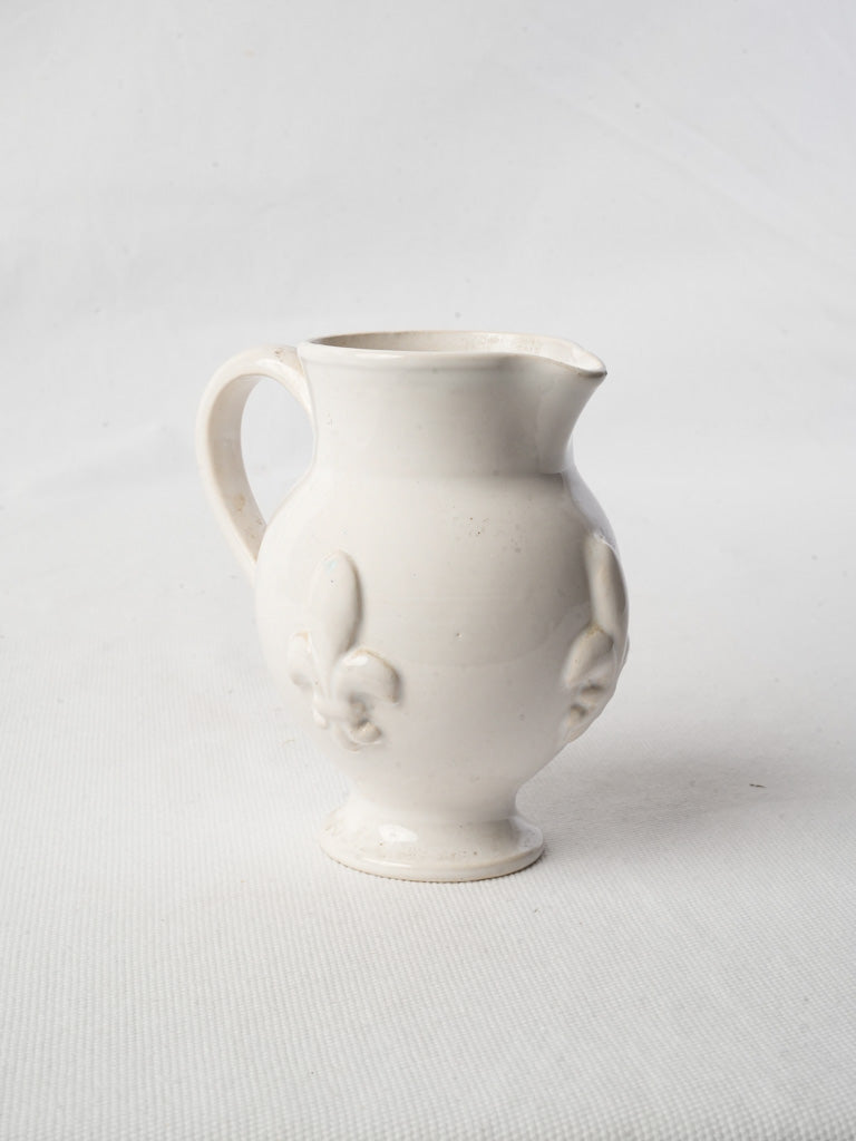 Petite French Faïence Creamer w/ Fleur-de-Lis Decoration - 4¾"