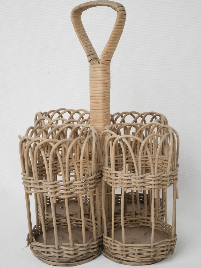 Vintage Mid-century Wicker Bottle Carrier