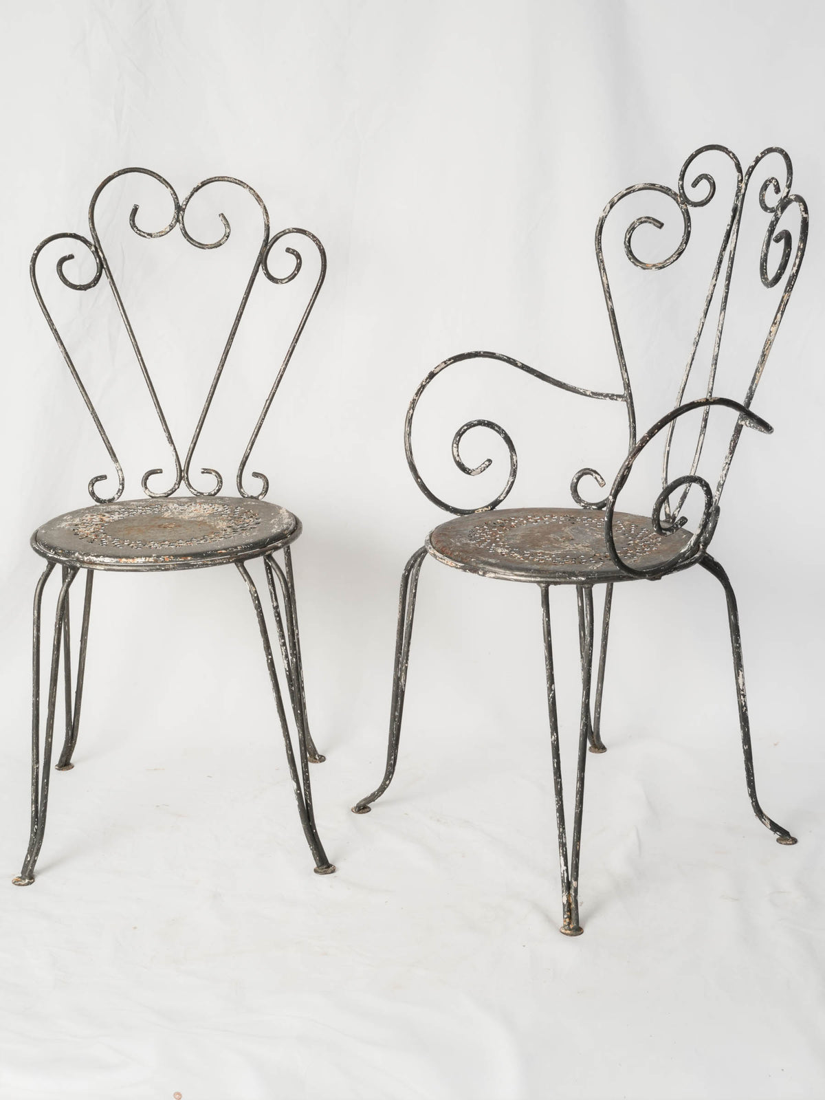 Set of Four 1960s French Wrought-Iron Garden Chairs w/ Weathered Patina