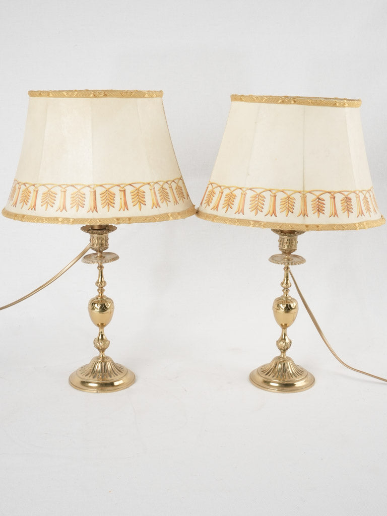 Pair of 19th century table lamps w/ oval shades 16¼"
