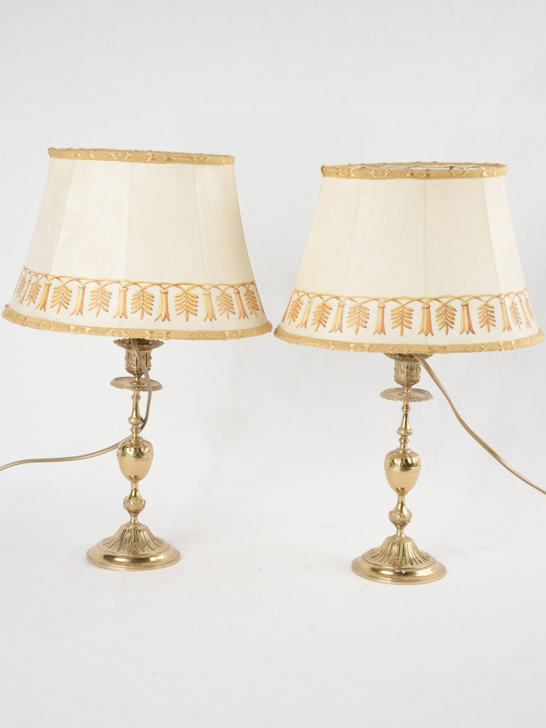 Pair of 19th century table lamps w/ oval shades 16¼"