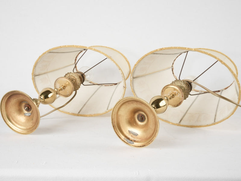 Pair of 19th century table lamps w/ oval shades 16¼"