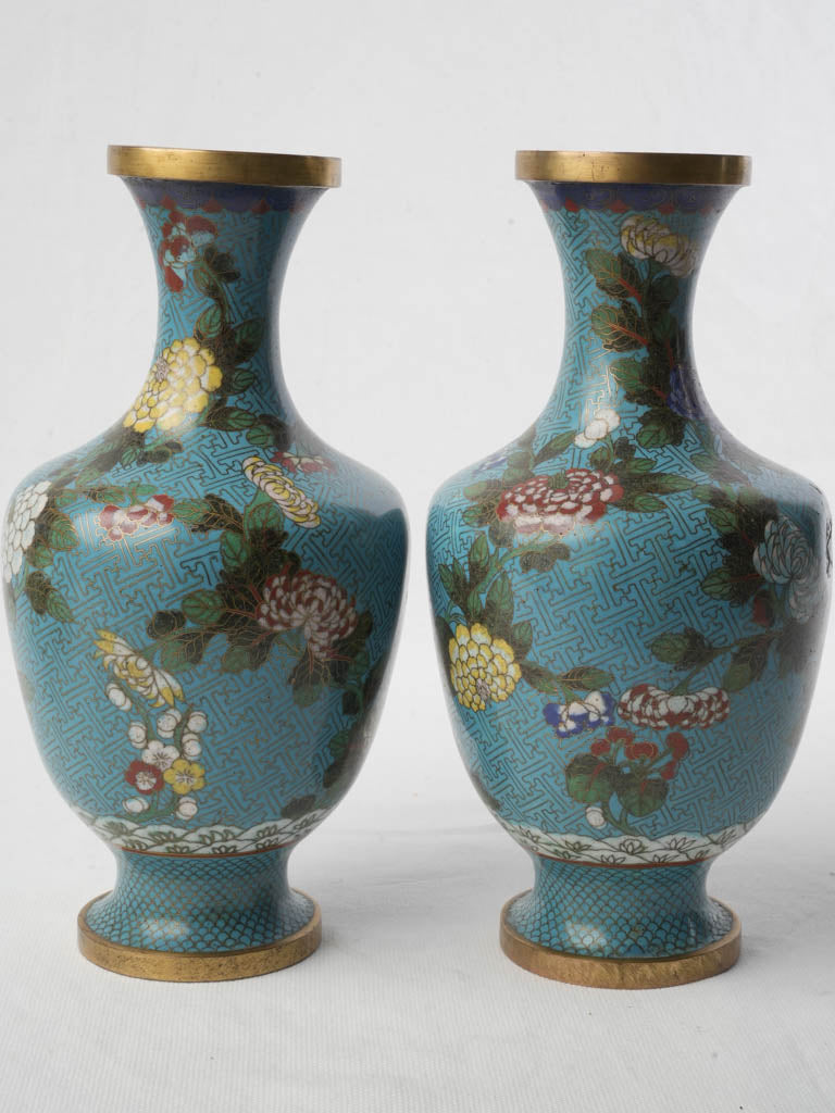 Luminous gilt-detailed floral vases  