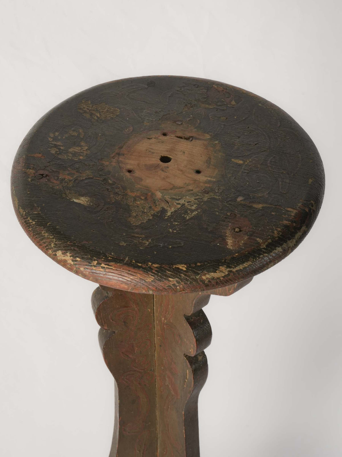 19th-Century Italian Painted Refectory-Style Pedestal