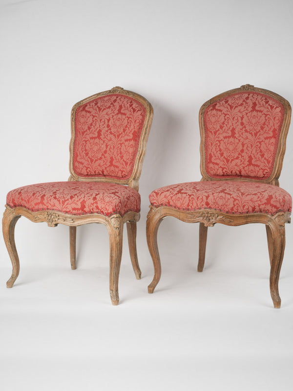 Elegant red damask Louis XV chairs