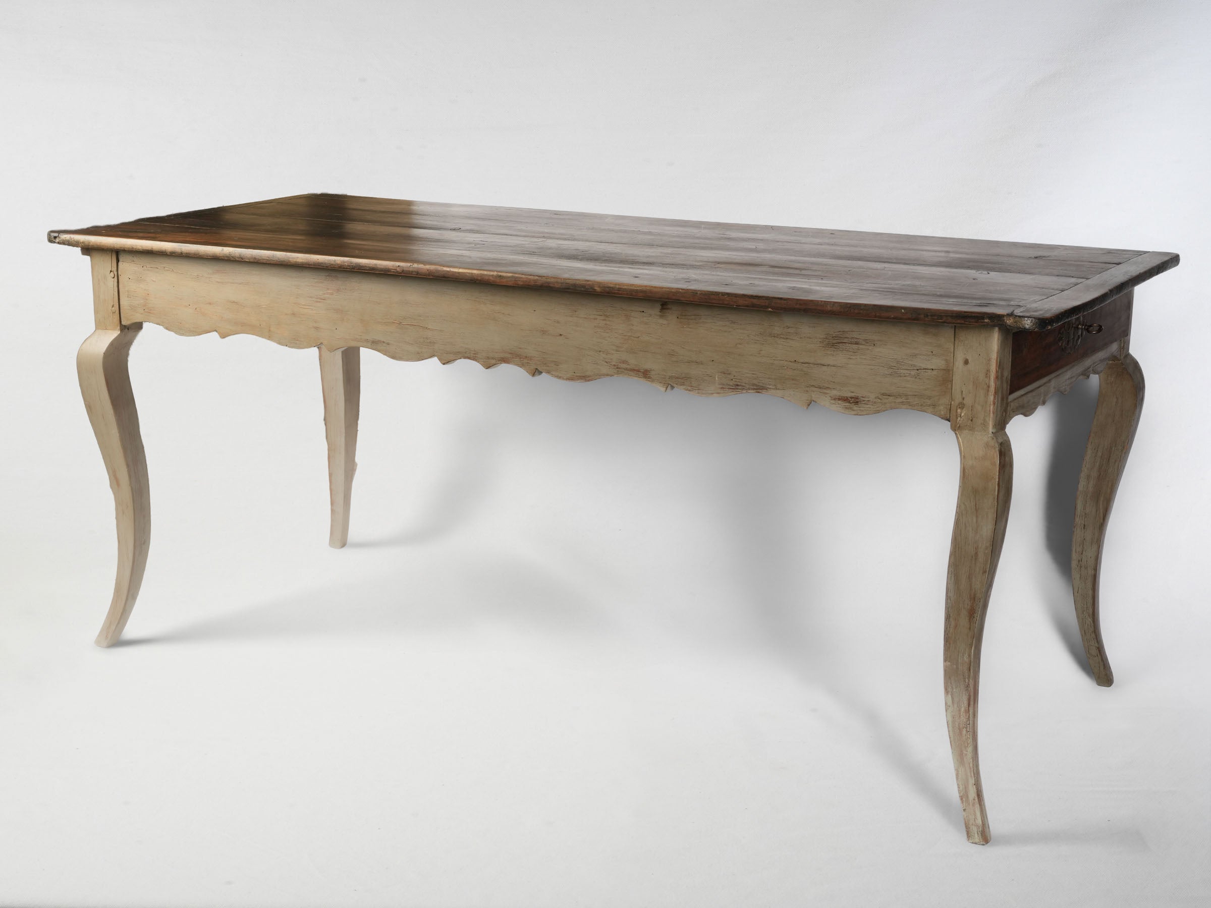 French Chestnut Farmhouse Table with Painted Base, c. 1900 - 70½"