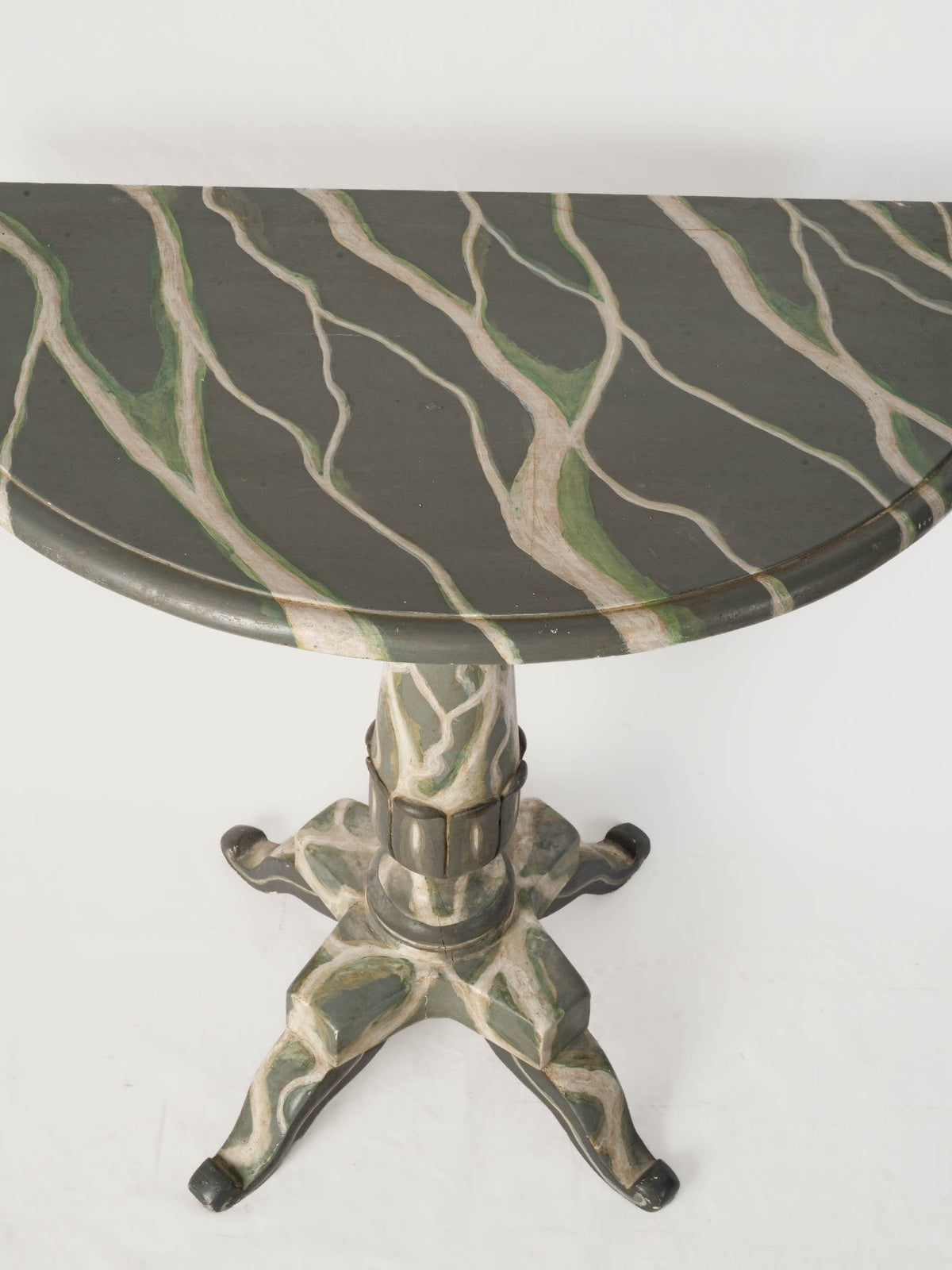 1960s–70s Italian Faux-Marble Painted Demi-Lune Console - 32" x 35¾"
