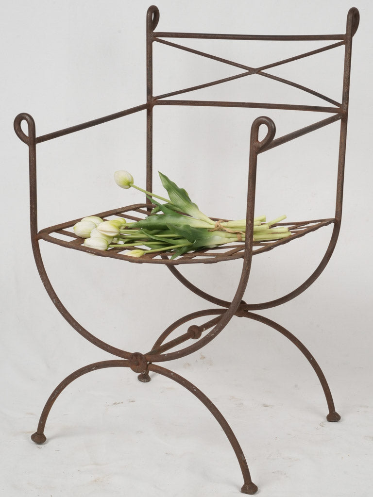 Vintage, French, Wrought Iron, Garden Armchair