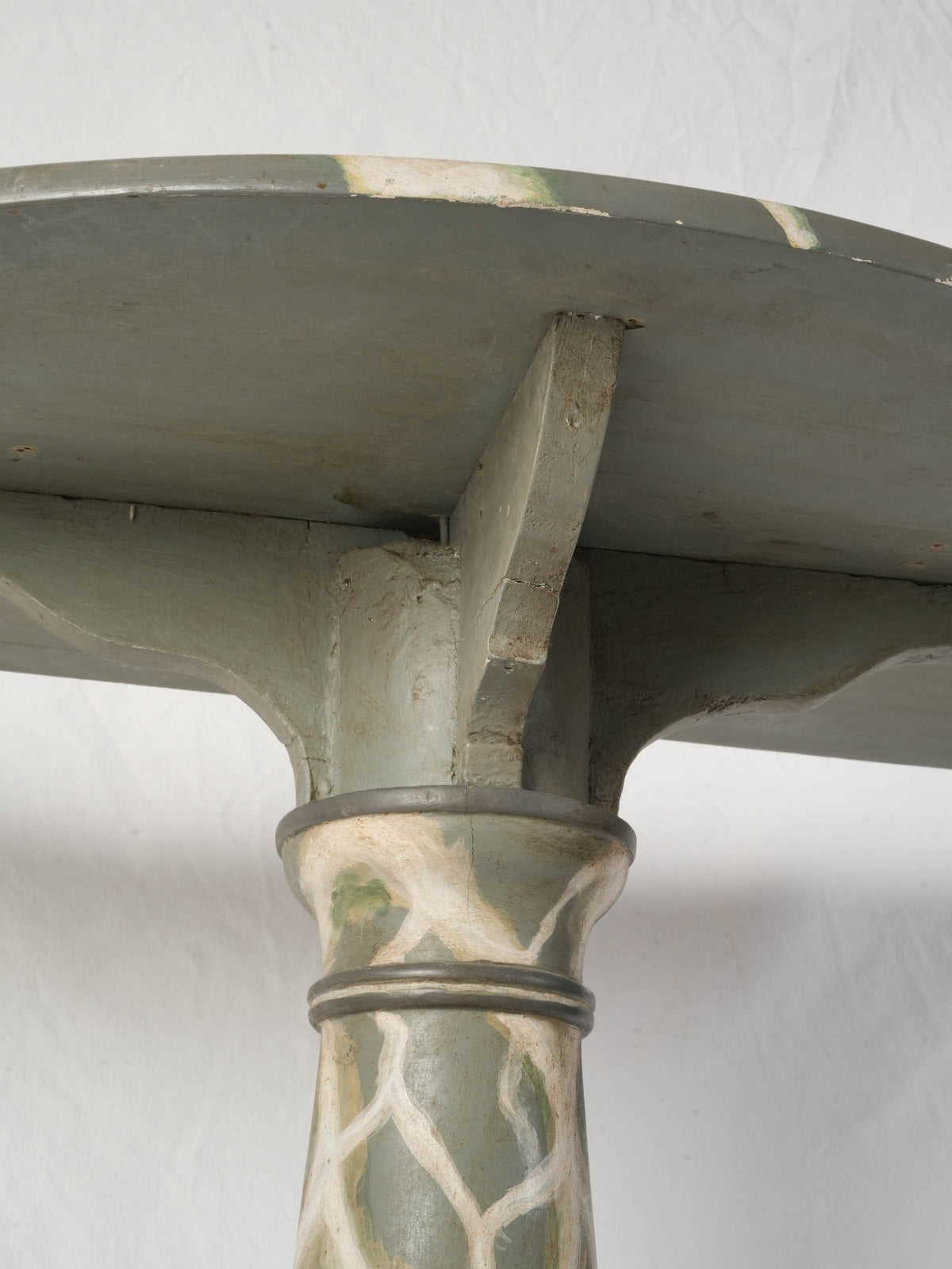 1960s–70s Italian Faux-Marble Painted Demi-Lune Console - 32" x 35¾"