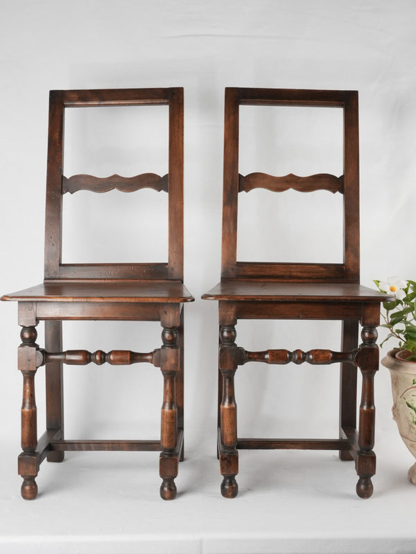 Pair of Lorraine dining chairs - 19th century walnut