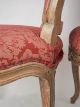 Vintage red damask Louis XV chairs