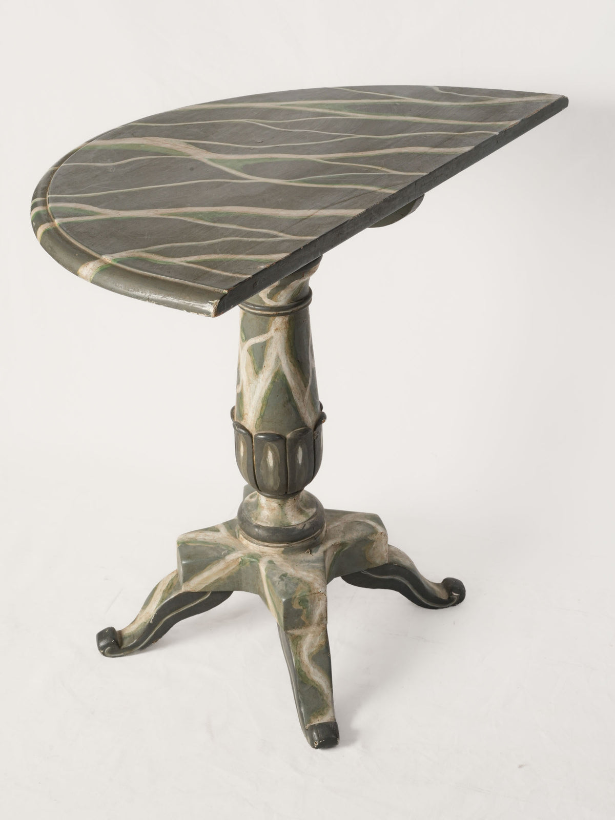 1960s–70s Italian Faux-Marble Painted Demi-Lune Console - 32" x 35¾"