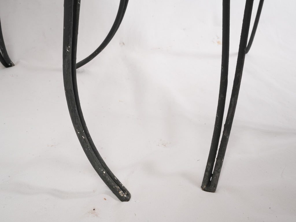 Pair of 1950s–60s Black-Painted Wrought-Iron Garden Armchairs - 33½"