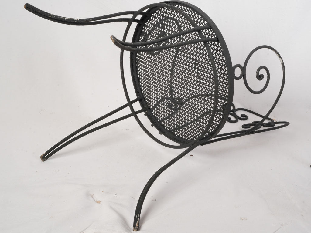 Pair of 1950s–60s Black-Painted Wrought-Iron Garden Armchairs - 33½"