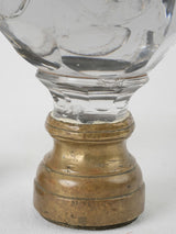 Faceted, Clear Glass, Brass Base, Antique
