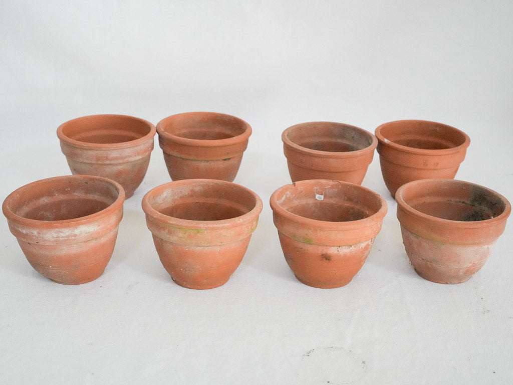 unusual small terracotta plant pots RESERVED MB Set of 8 Hand-Thrown Small French Terracotta Pots W/ Rounded Shape