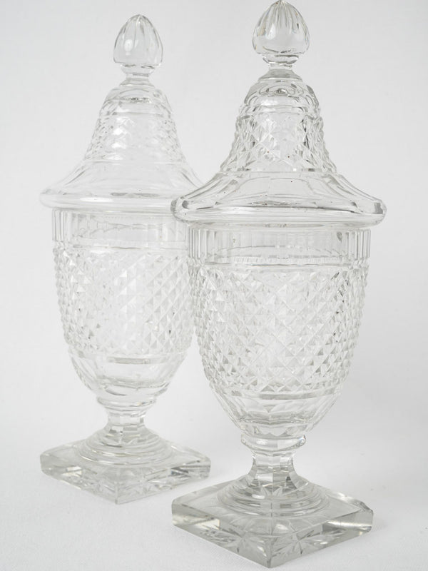 Elegant 19th-century English etched crystal vases