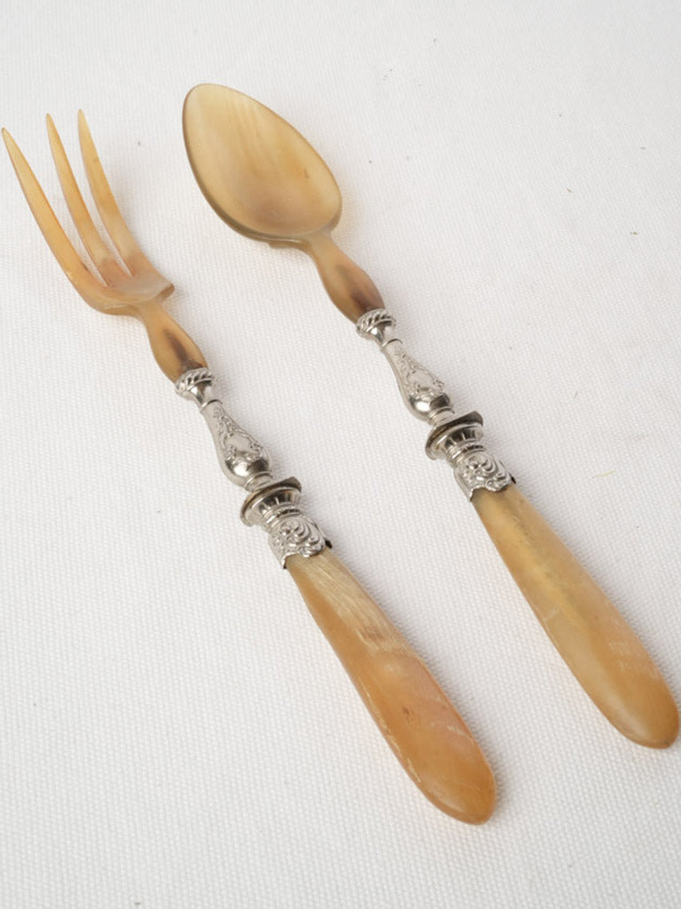 Antique French horn salad servers