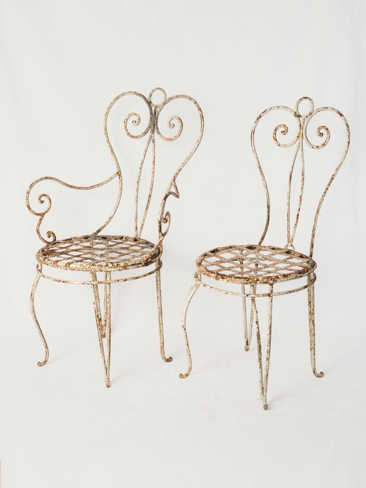 Set of Four Wrought-Iron Garden Chairs w/ Weathered Patina