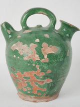 Rare Provencal green-glazed terracotta kanti pitcher