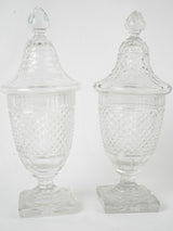 Beautiful English etched candy jars