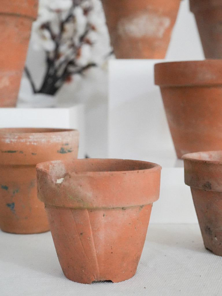 Aged, authentic French flower pots