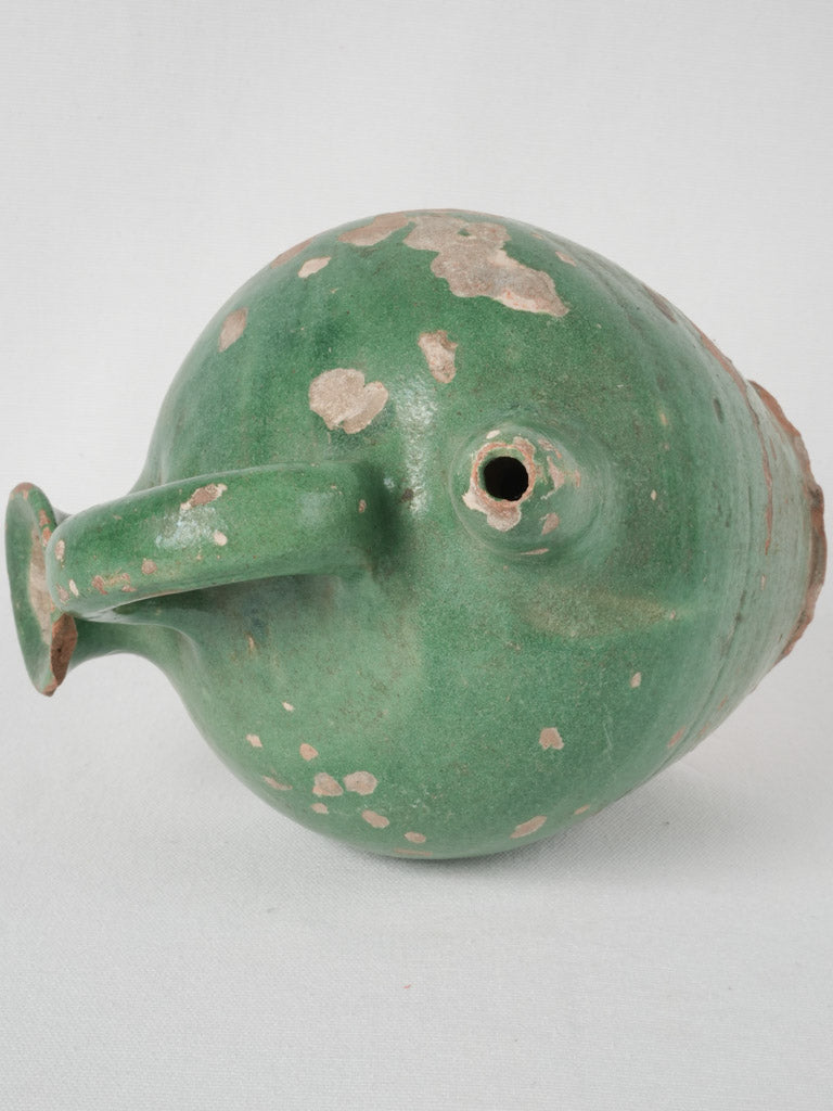Vintage Anduze green-glazed terracotta kanti pitcher